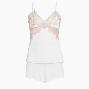 Natori Harper Lace Appliqué Short Camisole Pajamas Set NWT